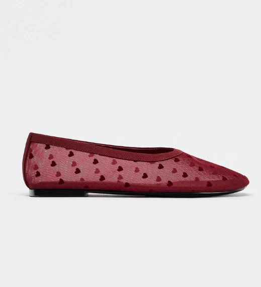 HEART MESH BALLET FLATS
